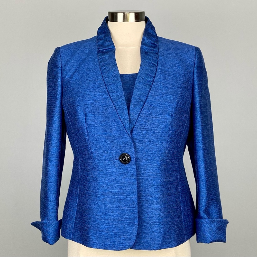 Kasper Petite Blue Blazer Top 2 Piece Set 8P